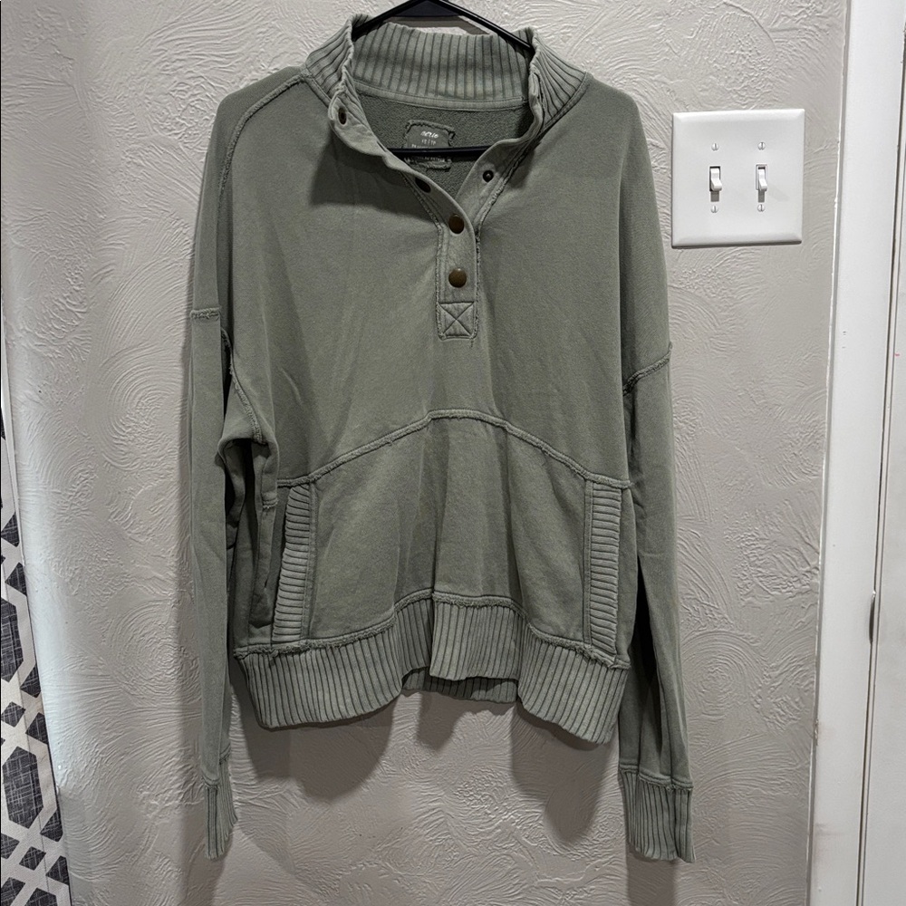 Aerie quarter snap mint green sweatshirt size XS